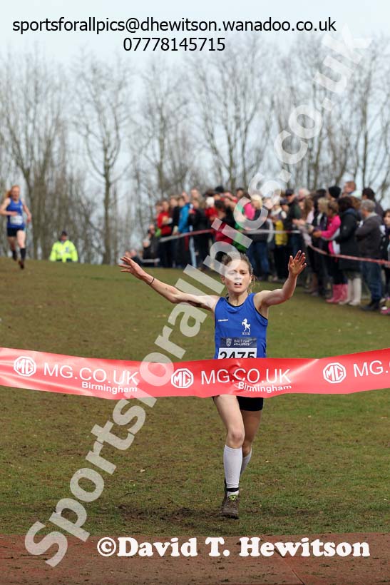 Bobby Clay (Kent) wins the under-20 womens Inter Counties Cross Country, Cofton Park, Birmingham. Photo: David T. Hewitson/Sports for All Pics